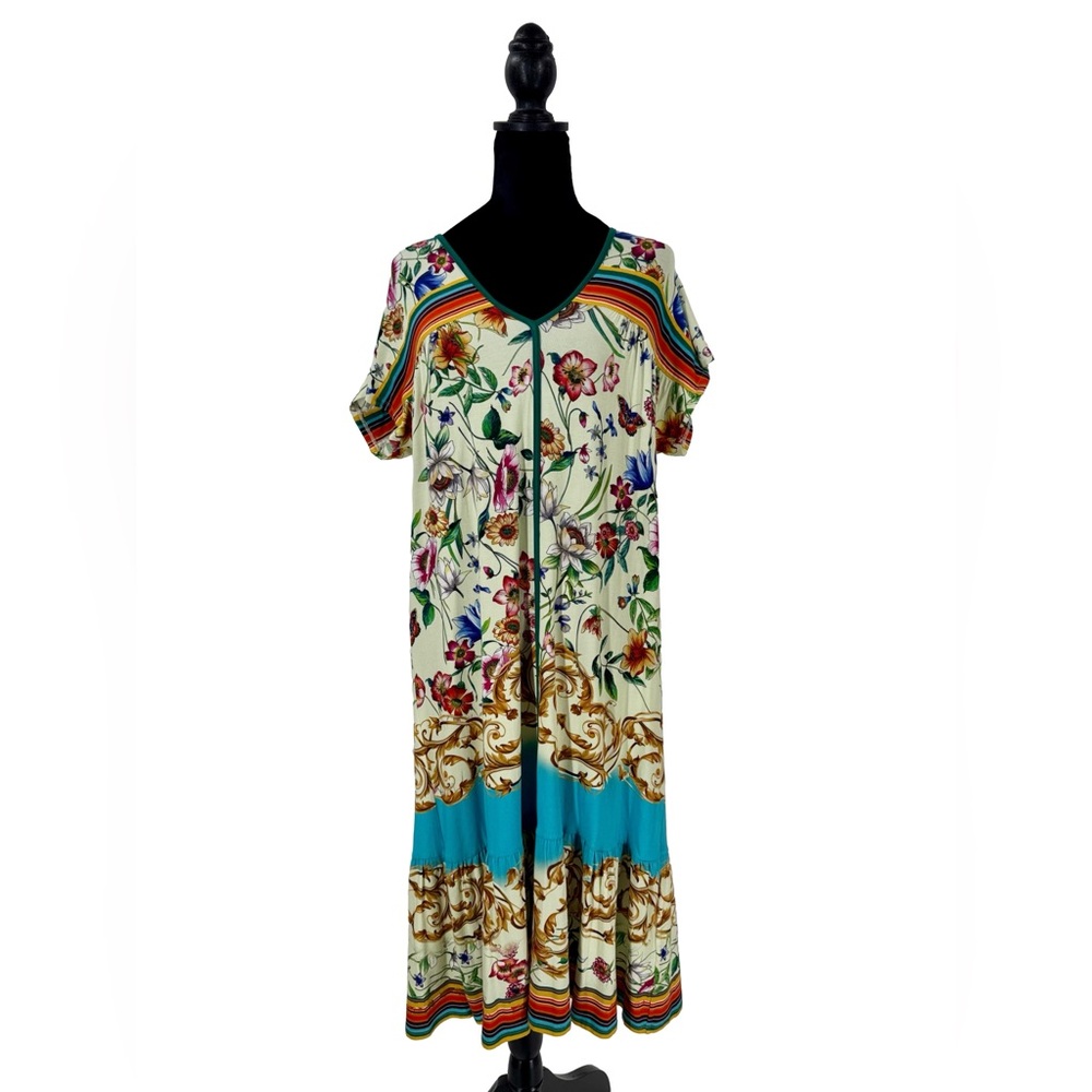 Johnny Was Felix Trapeze Rainbow‎ Floral Dress NWT